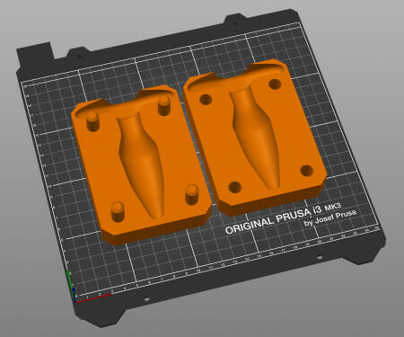 That’s all! Export and print the mould. 2 shells and 15% infill works well for me. I recommend printing one side at a time, since they do take quite a while (6 hours per side in my case).